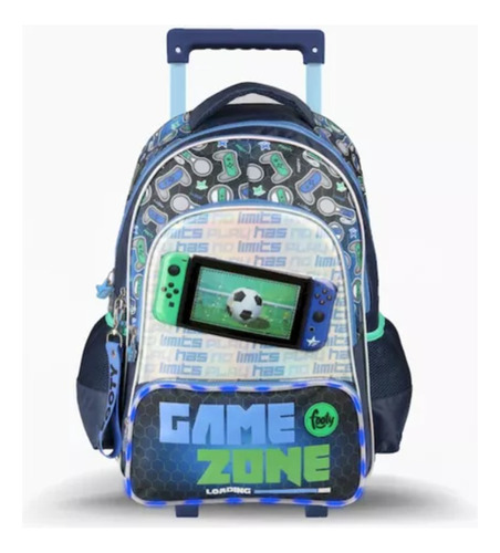 Mochila Con Carro Footy 18'' Luces Led Gamer