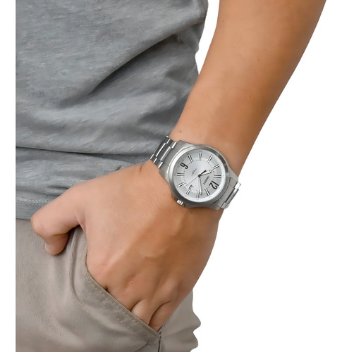 Relógio Orient Masculino Analógico Aço Mbss1276 Correia Prata Bisel Prata Fundo Prata