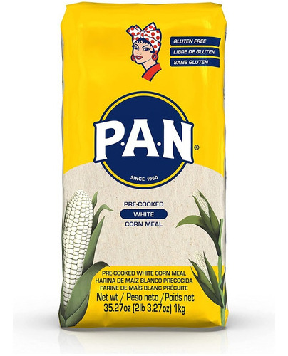 Harina Pan Precocida Maíz Blanco Sin Gluten 1 Kg Tortillas