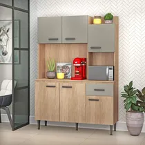 Comprar Kit Alacena Cocina Compacta Grecia Carvalo\u002Fceniza Cod Kt200 Color Marrón