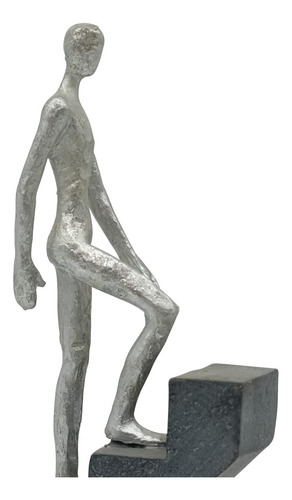 Escultura Abstracta Decoración Moderna Top Of The Rock 28 Cm Plata Y Gris-negro