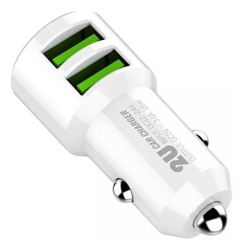 Carregador Veicular 2 Usbs Auto-id 18w Cor Branco