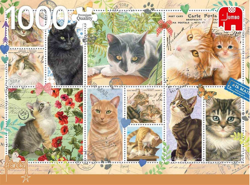 Rompecabezas Puzzle 1000 Piezas Jumbo Diset Cat Stamps