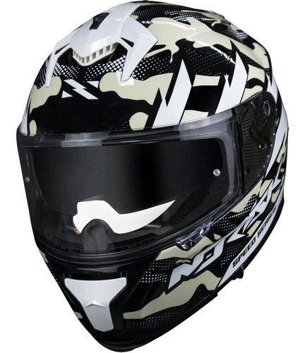 Capacete Norisk Strada Commando Preto Branco Camuflado Tamanho do capacete 60