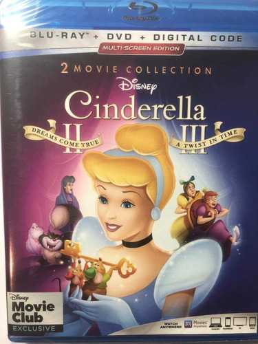 Blu-ray + Dvd Cinderella Cenicienta 2 & 3 / Incluye 2 Films