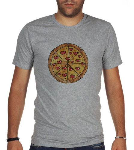 Remera De Hombre Amor A La Pizza Condimento De Corazones