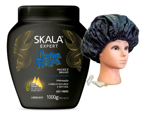 Lama Negra Skala Mascara Vegana 1kg + Gorro Eléctrico