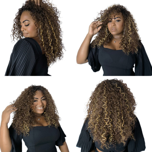 Peruca Lace Wig Afro Fibra Orgânica Castanho Claro Cor 4