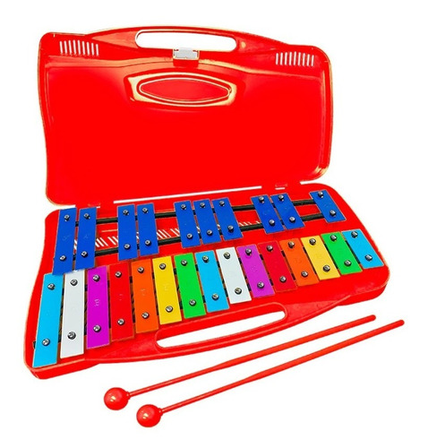 Metalofono Cromatico 25 Notas Infantil Escolar Rojo Calidad