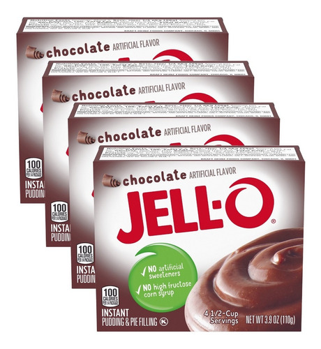 4 Jell-o Chocolate Pudding Mix Pie Pudin Gelatina