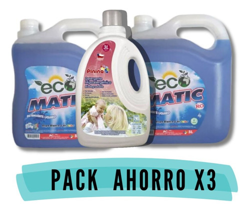 Pack X2 Detergente Ro Eco Mati + 1 Hipoalergénico Pinina