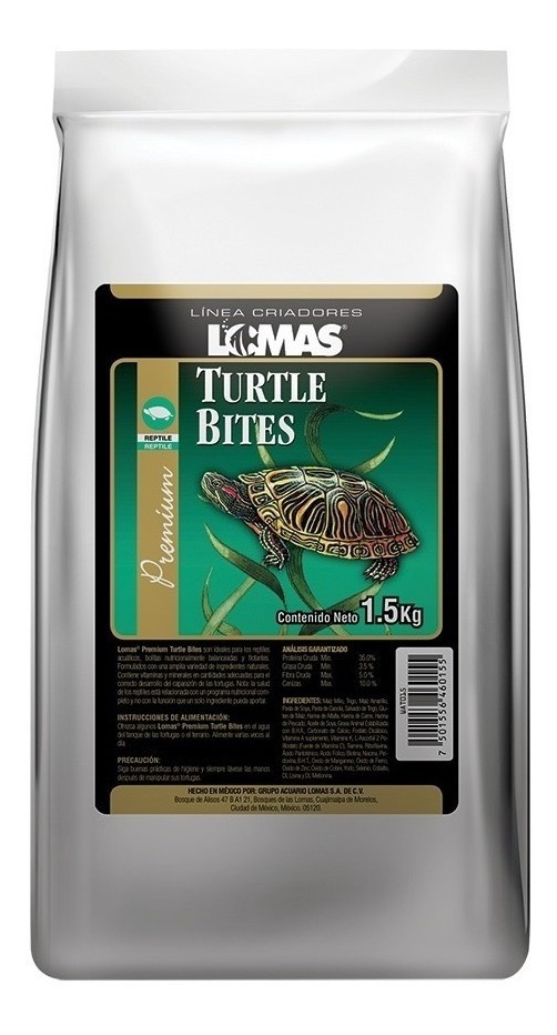 Lomas Turtle Bites 1.5 Kg Alimento Tortuga Desarrollo Crecimiento Bienestar