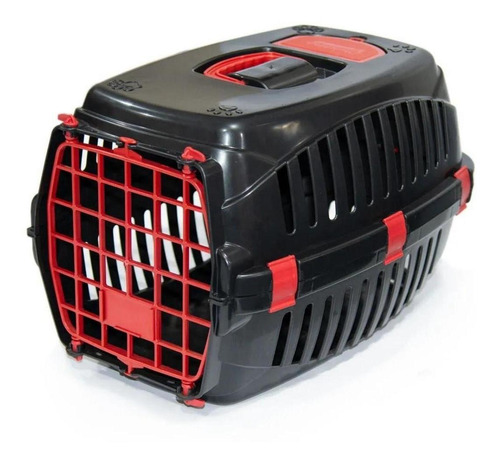 Caixa De Transporte Para Cachorro Gato Christino Pet Nº2 Cor Black/vermelho