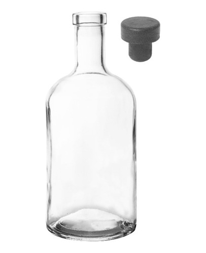 Botella De Vidrio Barrica Gin Licor 750 Ml Con Tapon X 24 Un