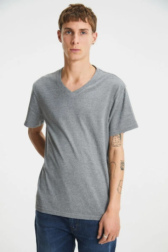 Remera Levis Gris Escote En V Hombre 100% Original!