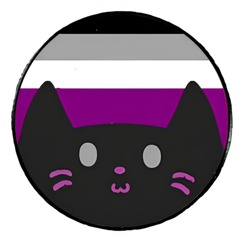 Pin Broche Metalico Gato Kawaii Orgullo Asexual Lgbt+