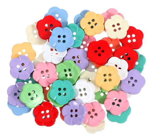 50 Botones De Flores Coloridas Y Encantadoras A Granel