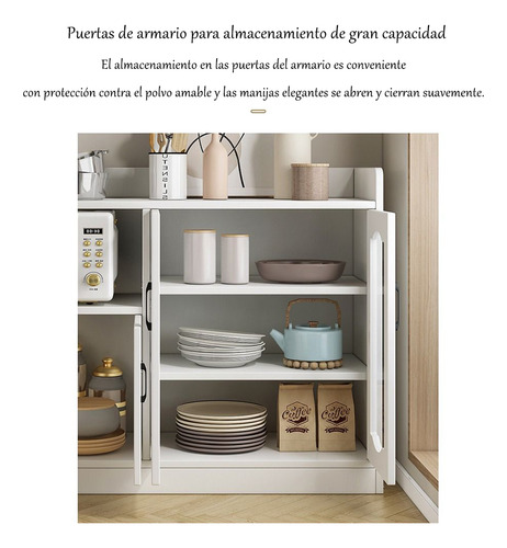 Credenza Bufetera De Madera Sencillo Con 4 Puertas Alacena Blanco
