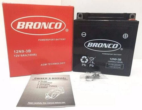 Bateria Bronco 12n9-3b 12v 9ah Atv Honda Yamaha Y Mas