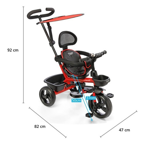 Triciclo Infantil Reforzado Manija Direccional Fit Color Rojo