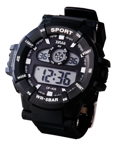 Reloj Pulsera Digital Impermeable Clásico Casual Negro Plata