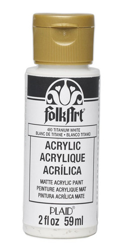 Pintura Acrilica Mate Folkart Usa 59ml White Blanco Titanio