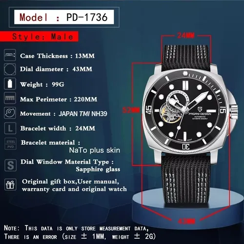 Reloj Mecánico De Buceo Pagani 200 M