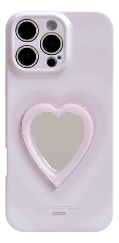 For iPhone Capa Coração 3d Espelho 16 15pro 14