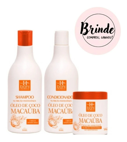 Kit Home Care Óleo De Coco E Macaúba Hboni 3*500ml