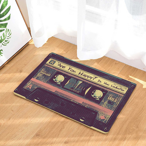 Felpudo B Vintage Cassette Para Interiores, Antideslizante,