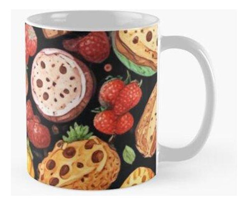 Taza X4 Diseño De Patrón De Ingredientes De Pizza Hamburgues