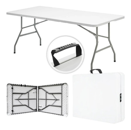 Mesa Plegable Plástico Tipo Portafolio 1.80m Jardín Portátil