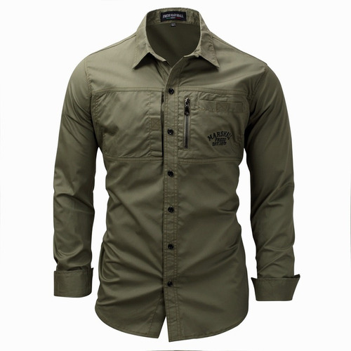 Camisa Vaquera De Algodón Camisa Militar Nostálgica