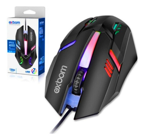 Mouse Gamer 4d Fighter Usb Led Rgb 03949 - Ms-62 7 Cor Luz