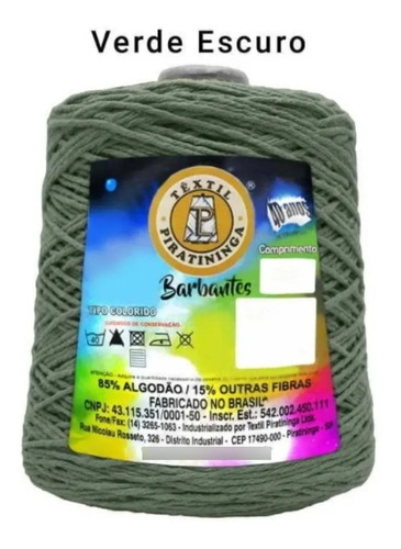 Barbante Colorido Número 6 Para Crochê E Artesanatos 1kg Cor Verde-escuro