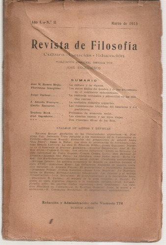 Revista De Filosofia Jose Ingenieros Marzo 1915