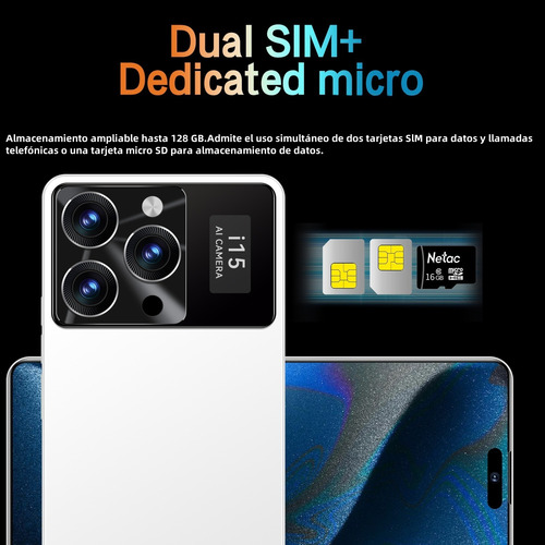 2025 Último Teléfono Móvil Vove 15pro Max. 16g+512g Ram, Spirit Island, Dual Sim, Dual Standby, 5g. Pantalla 2k Ultra Alta Resolución,2025 Más Popular Blanco