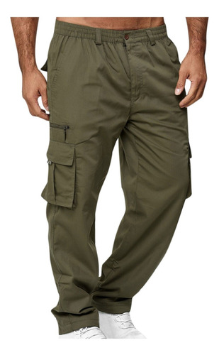 Pantalones Tipo Cargo Tipo U Para Hombre, De Color Liso, Con