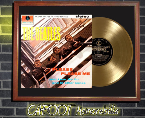 The Beatles Please Please Me Tapa Lp Y Disco Oro Enmarcado