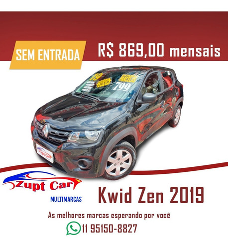 Renault Kwid Zen 1.0 Zero Entrada Carro Para Aplicativo 2019