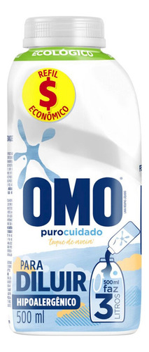 Sabão Líquido Concentrado Puro Cuidado Para Diluir 500ml Omo