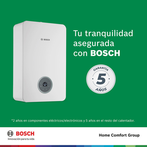 Calentador de Agua Instantáneo Modulante a Gas Natural, 20 Litros por Minuto, Para 4 Regaderas, Wifi (Accesorio por separado) , Balanz Vento Marca Bosch