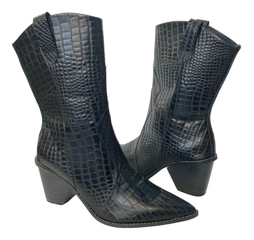 Imagen 2 de 9 de Botas Vaqueras Dama Felipe Rentería Tacón 7cms 100% Piel