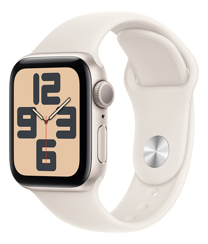 Apple Watch SE GPS • Caja de aluminio blanco estelar de 44 mm • Correa deportiva blanco estelar - S/M - Excelente (Reacondicionado)