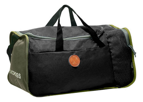 Bolso Plegable Unicross Amplio Poliester Verde Con Negro