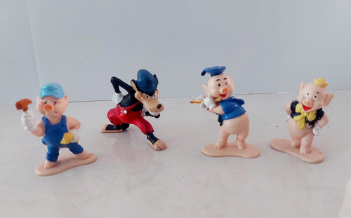 Figuras Del Lobo Feroz Y Los Tres Cochinitos Sonrics 90' C33