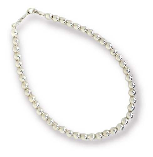 Pulsera De Plata 925 Con Bolitas (ki6001) Largo 19 Cm