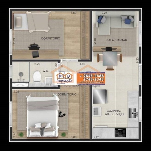 Imagem 4 de 8 de Apartamento Em Condomínio Padrão Para Venda No Bairro Vila Ré, 1 Dorm, 30 M - 16
