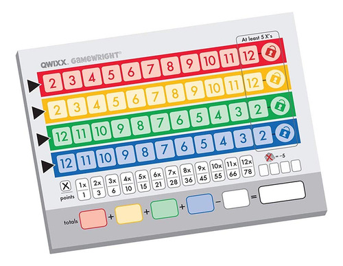 Repuestos Tarjetas Puntuación Juego Acción Qwixx