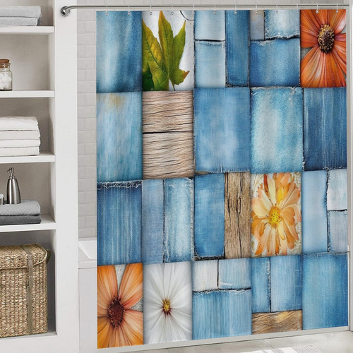 Juego De Cortinas De Ducha A2374 De Color Bohemio Con Antide